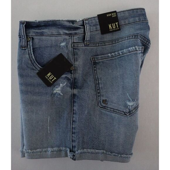 KUT From The Kloth Women's Sz 6 Blue High-Rise Distressed Denim Shorts $79 - Picture 5 of 6